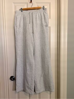 PINK Victoria's Secret Light Gray Wide-Leg Track Pants